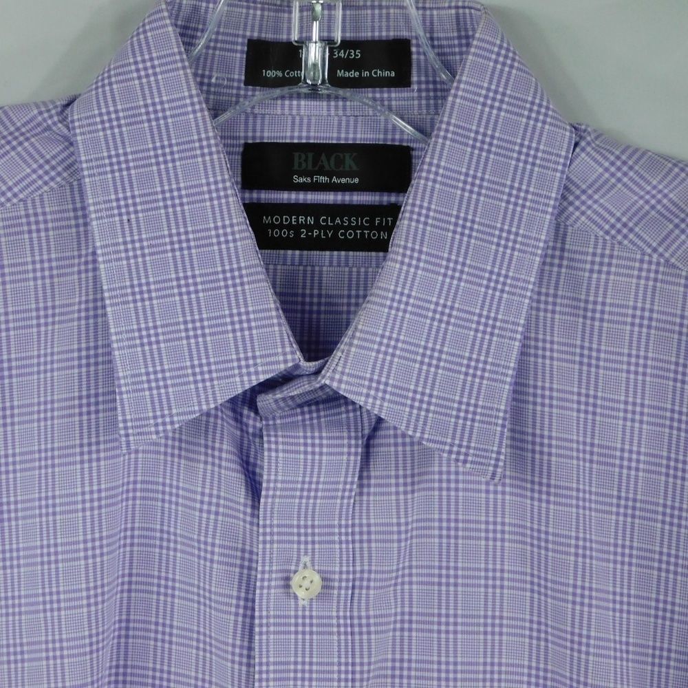 Saks Fifth Avenue Black Label Gingham Long Sleeve - Picture 2 of 4